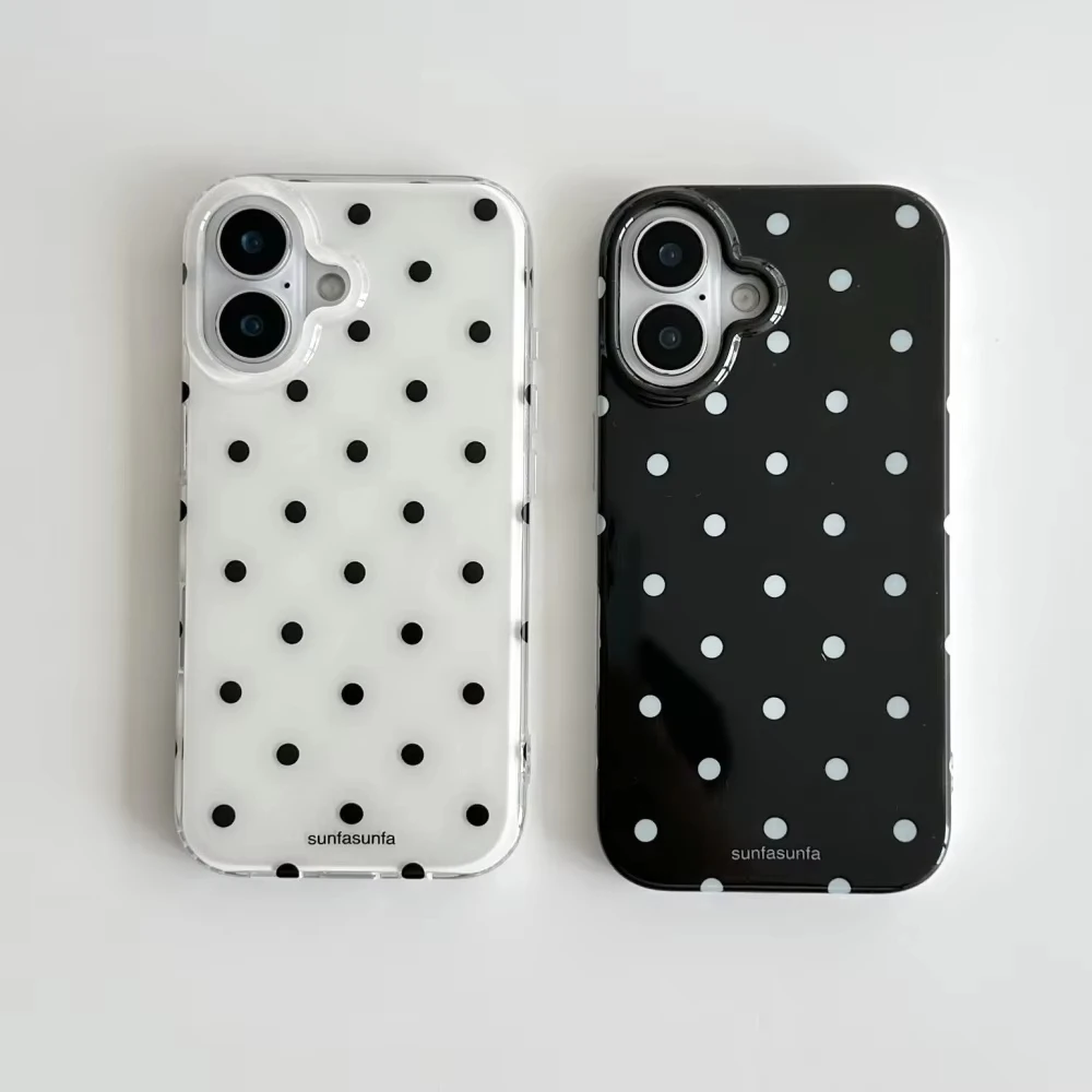 Phone Cases Y2K - Minimalist Black and White Polka Dots
