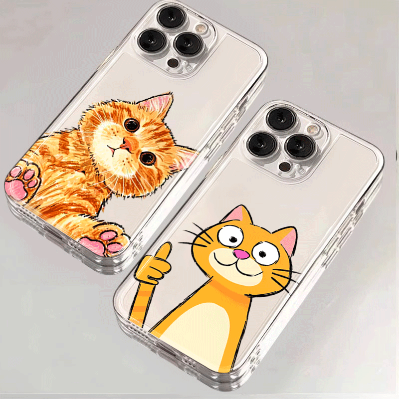 Phone Cases Orange - Cute Cartoon Orange Cat Pattern Phone