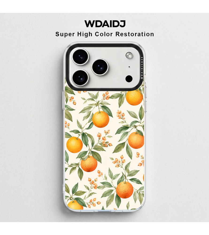 Phone Cases Orange - Hand Drawn Orange Branch Pattern Clear