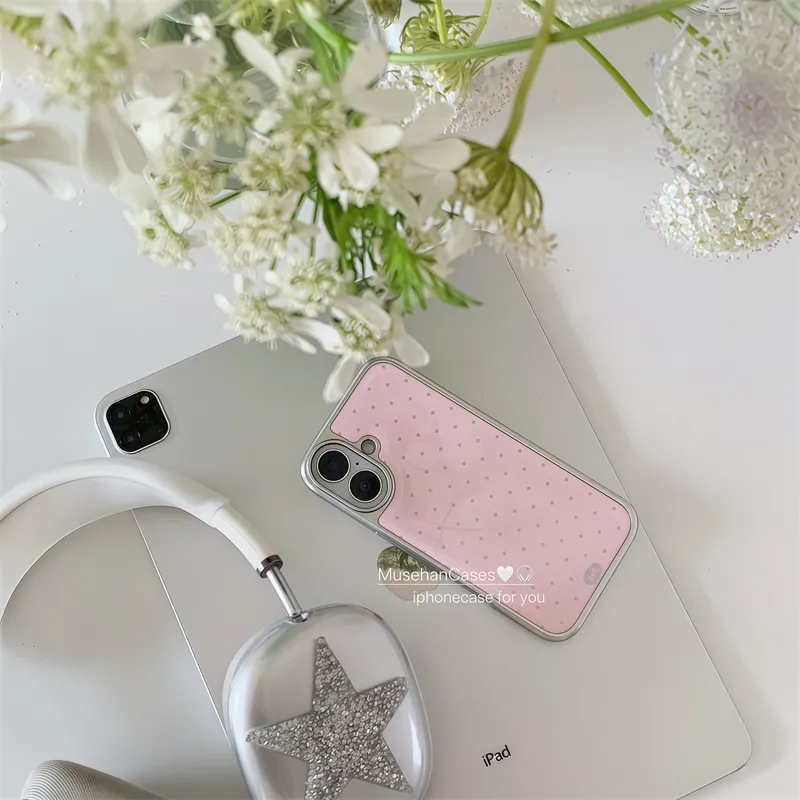 Korean ins Cream Pink Polka Do - đánh giá và giá Phone Cases Y2K