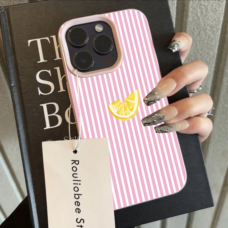 Orange Pink and White Stripes  - đánh giá và giá Phone Cases Orange