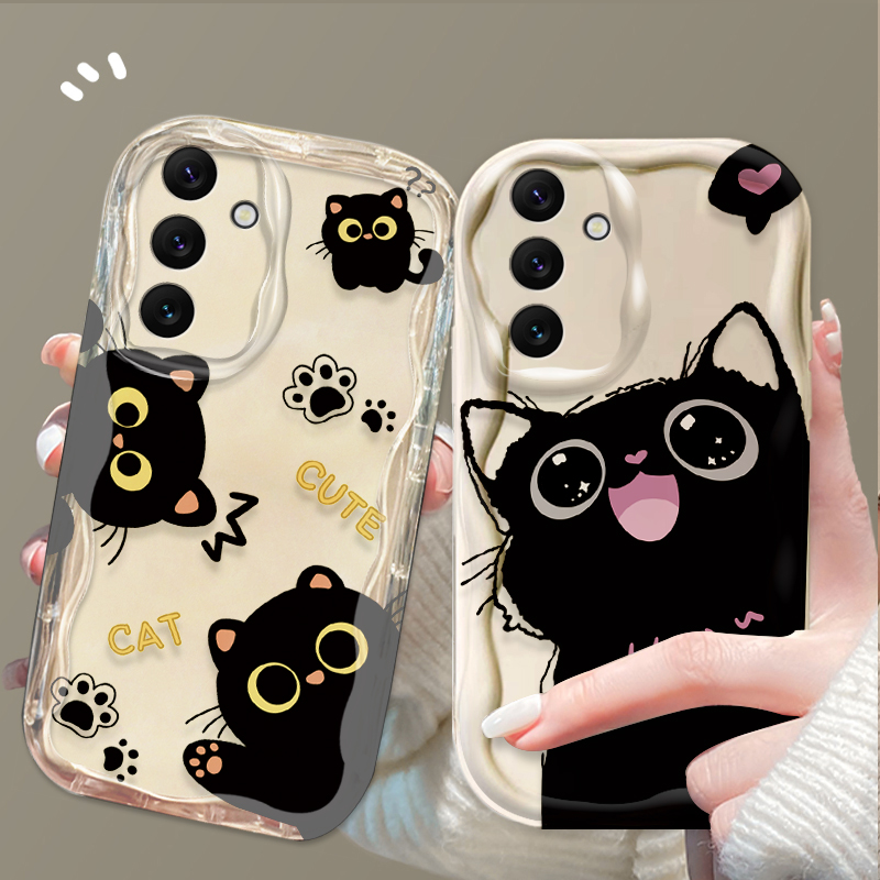 Cute Big Eyes Black Cat Case f - đánh giá và giá Phone Cases A14 Samsung