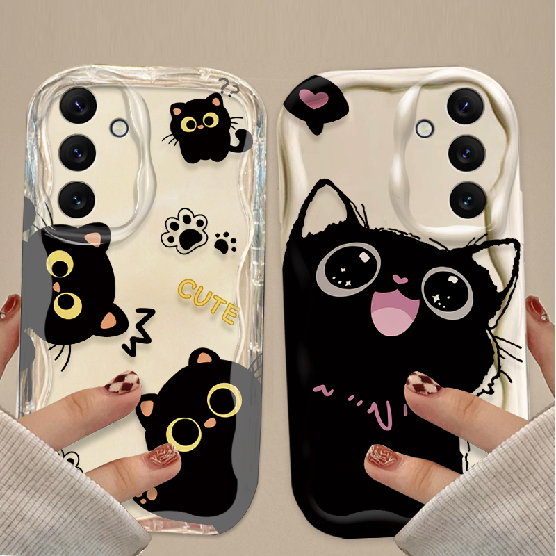 Cute Big Eyes Black Cat Case f - đánh giá và giá Phone Cases A14 Samsung