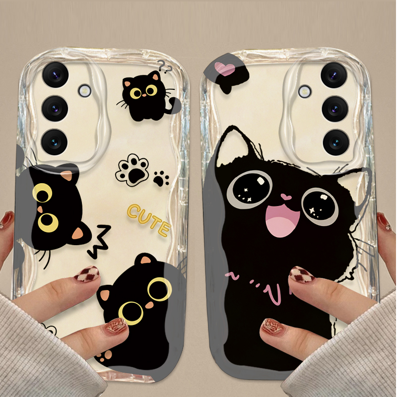 Cute Big Eyes Black Cat Case f - đánh giá và giá Phone Cases A14 Samsung