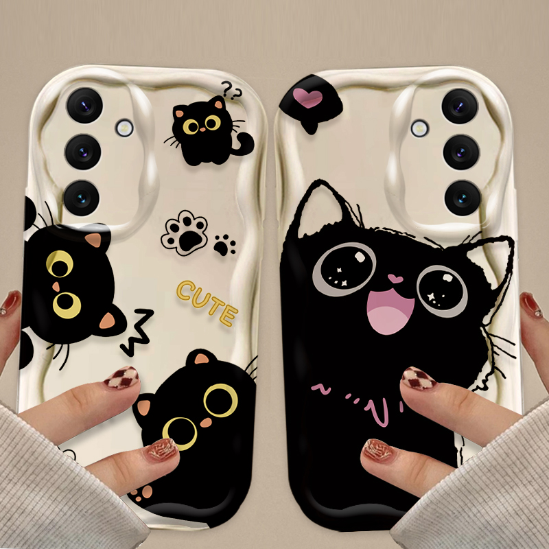 Cute Big Eyes Black Cat Case f - đánh giá và giá Phone Cases A14 Samsung