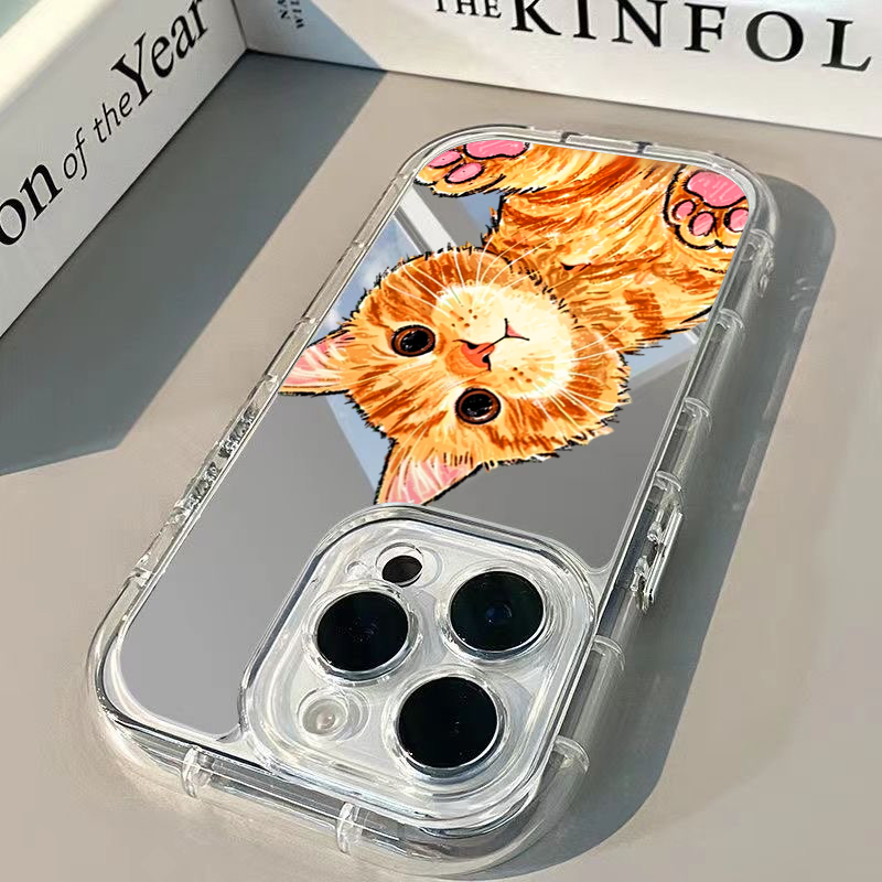 Cartoon Cute Orange Cat Mirror - đánh giá và giá Phone Cases Orange