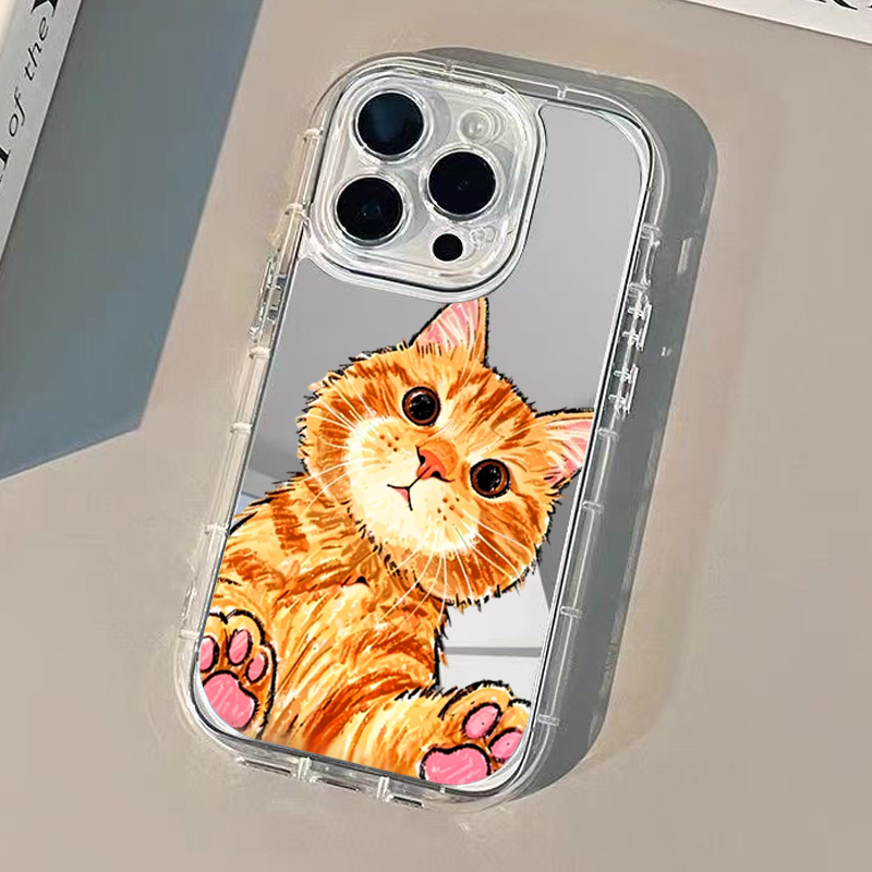 Cartoon Cute Orange Cat Mirror - đánh giá và giá Phone Cases Orange